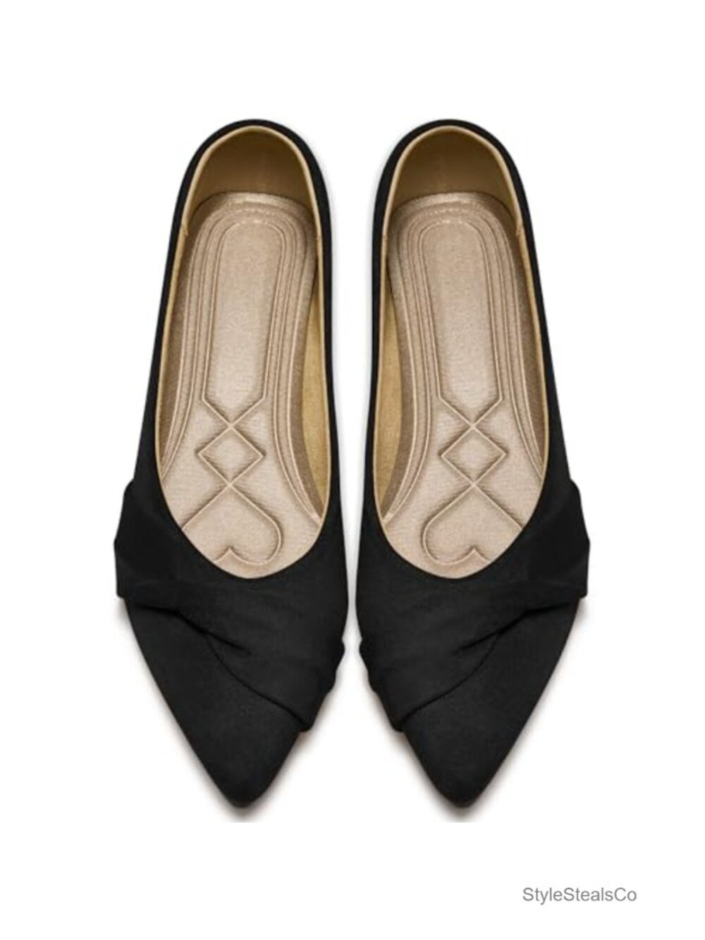 Women's Suede Ballet Flats Bow Pointed Toe Slip On